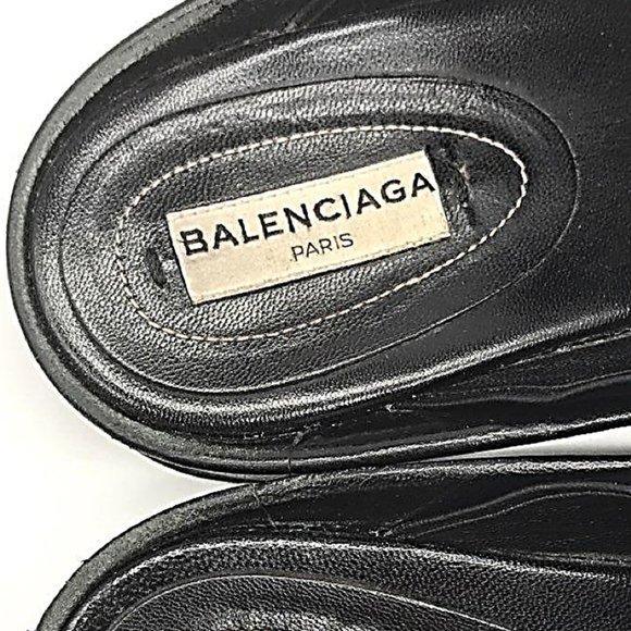 BALENCIAGA * LEATHER LOW WEDGE SLIDE - Picture 7 of 8